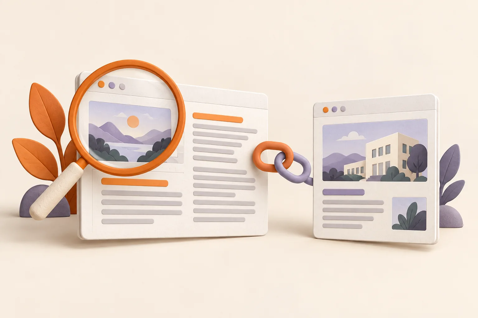 Illustratie van het vergelijken van een bronartikel en de zakelijke pagina waarnaar het verwijst.