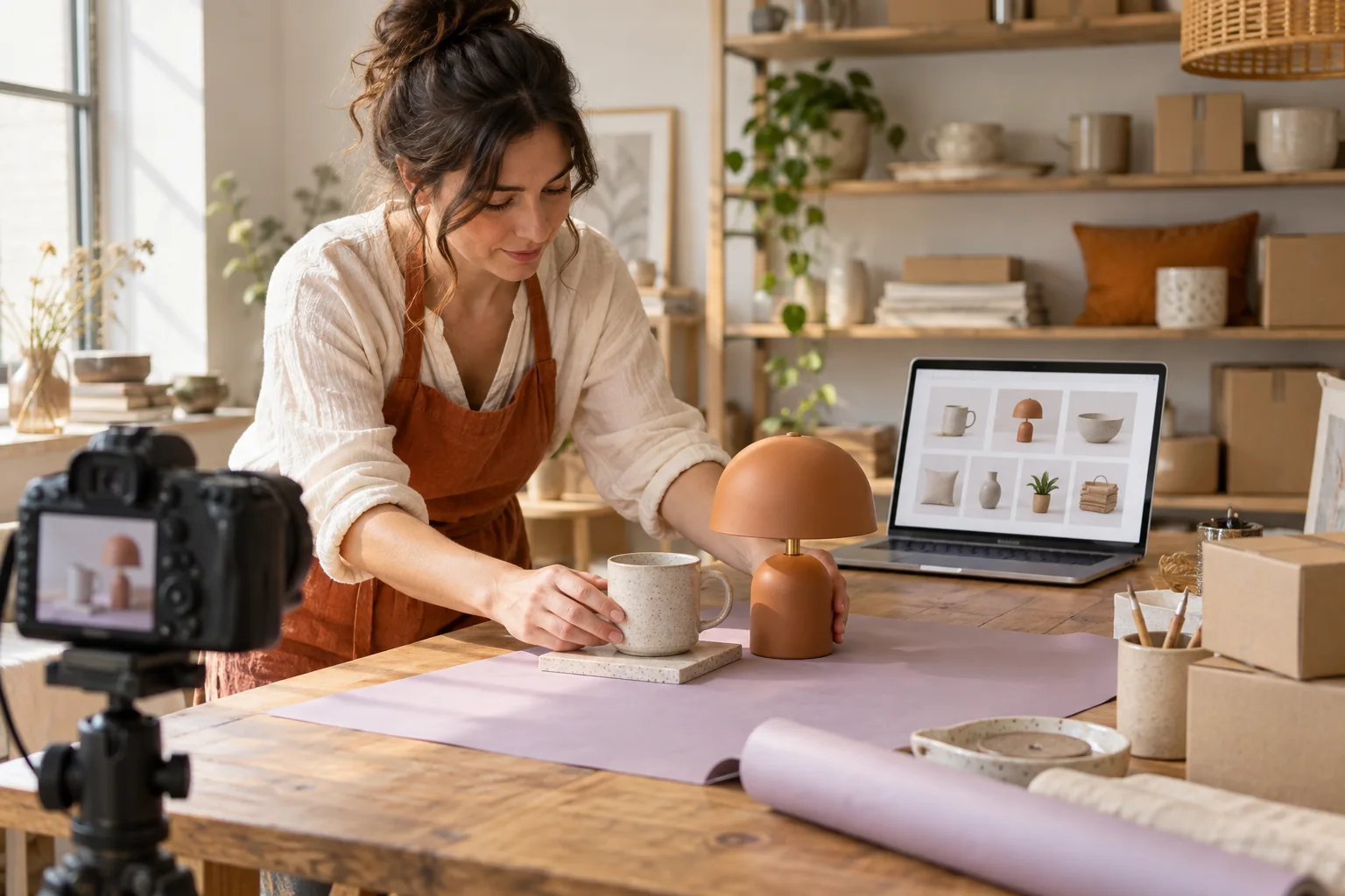 Illustratie van het voorbereiden van productinformatie voor een webshop