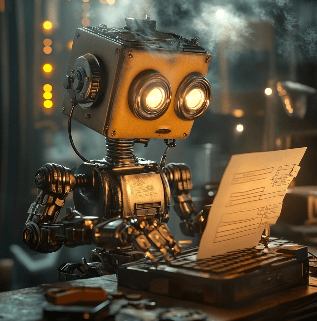 robot die veel teksten aan het schrijven is