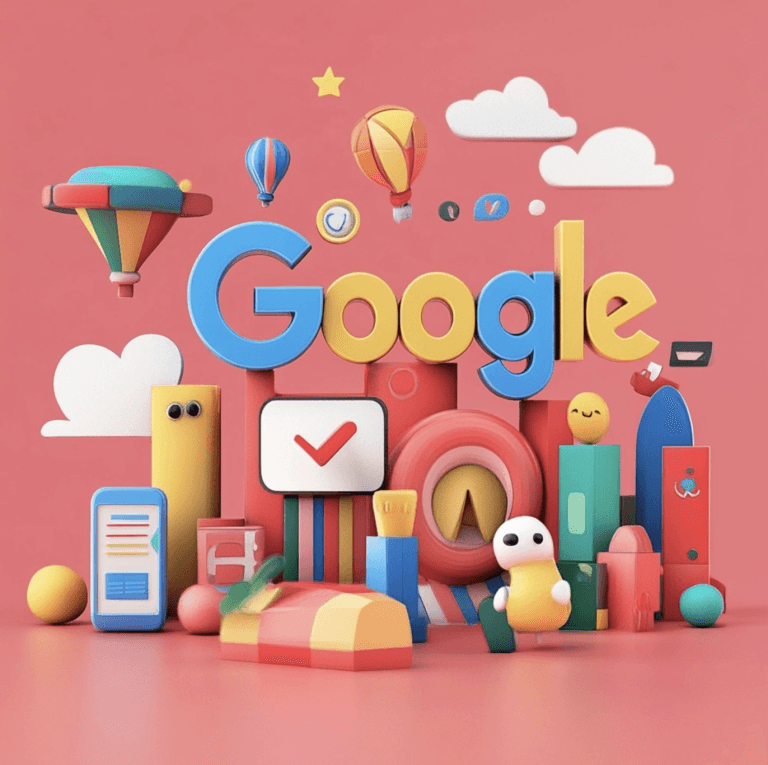 Een afbeelding over Google Ads met roze achtergrond