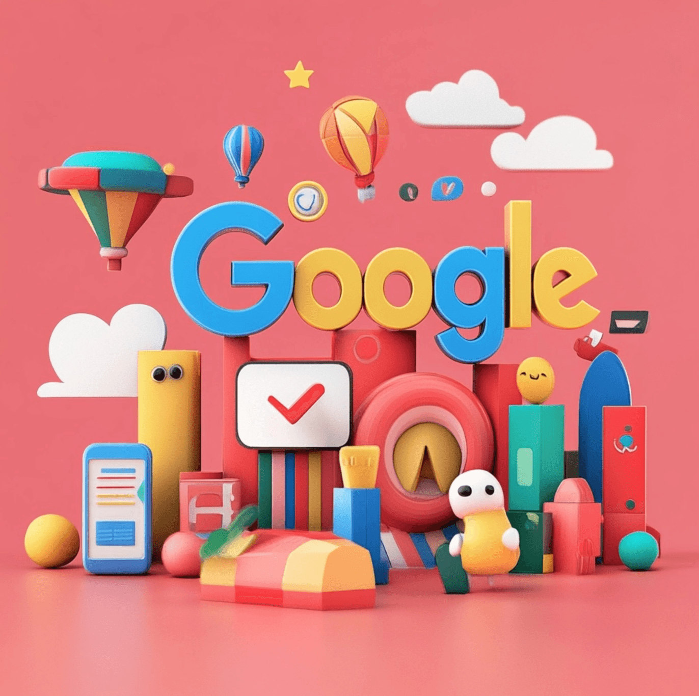 Een afbeelding over Google Ads met roze achtergrond