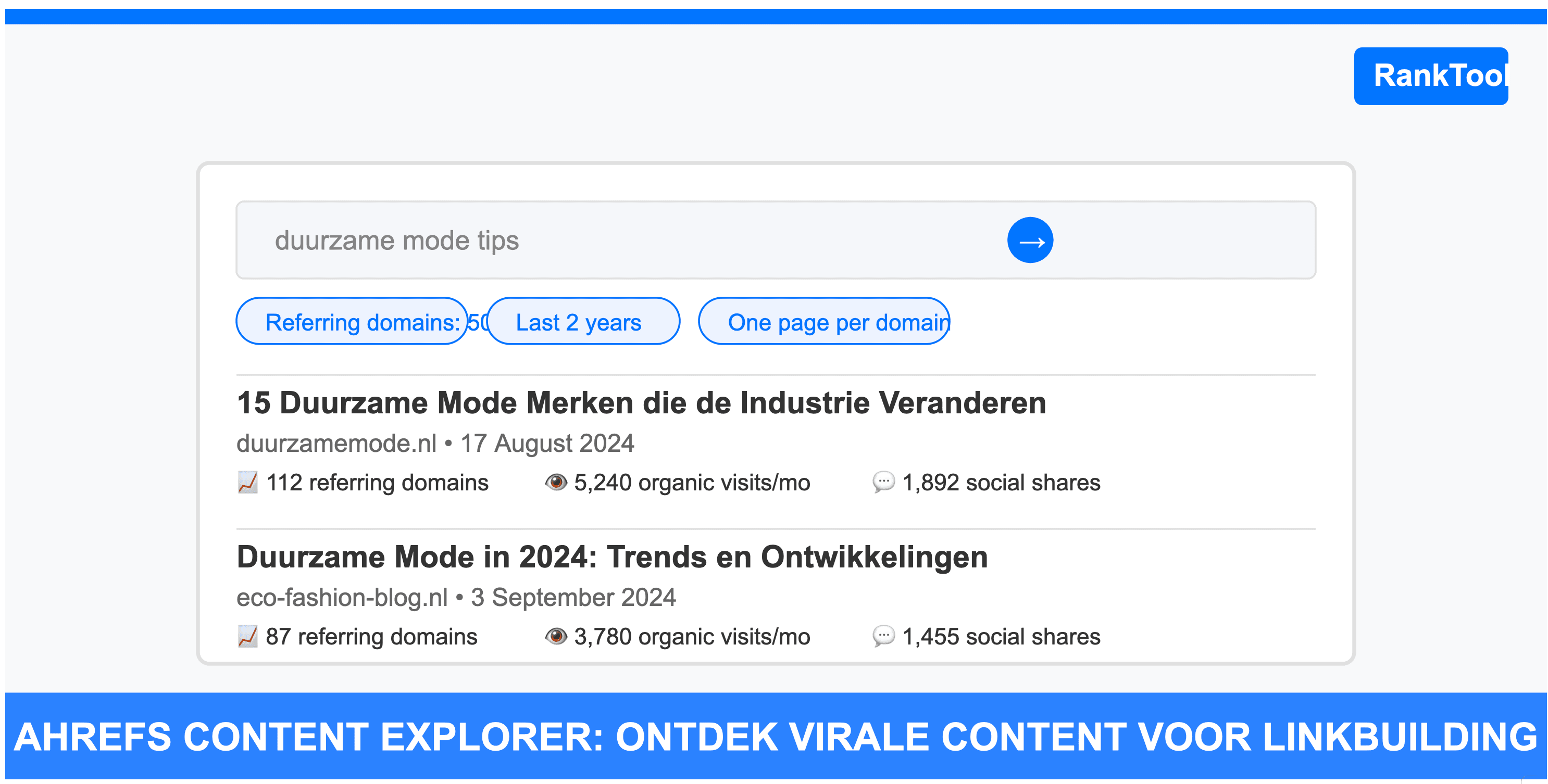ahrefs content explorer door ranktool gemaakt
