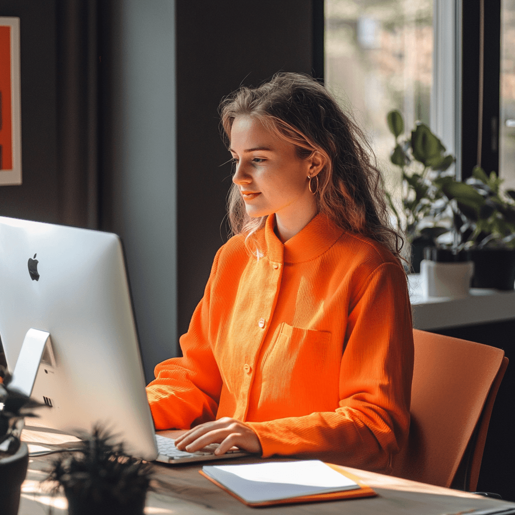 vrouw die werkt aan de seo checklist