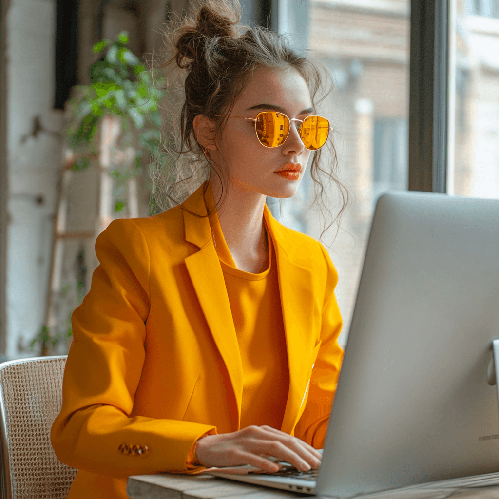 iemand die op de computer afbeeldingen aan het verkleinen is