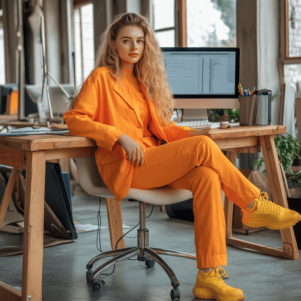 vrouw die een qr generator gebruikt