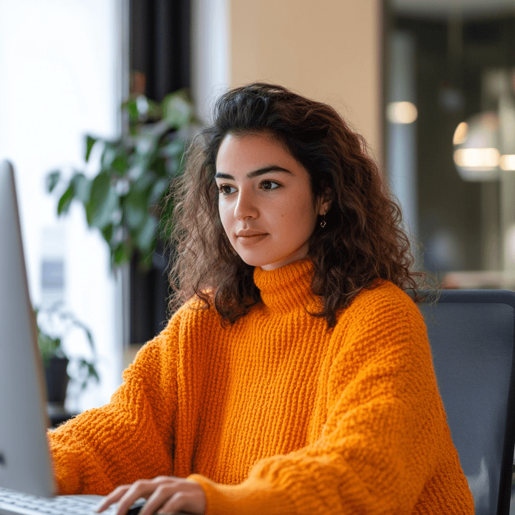 vrouw die aan het werk is met sea