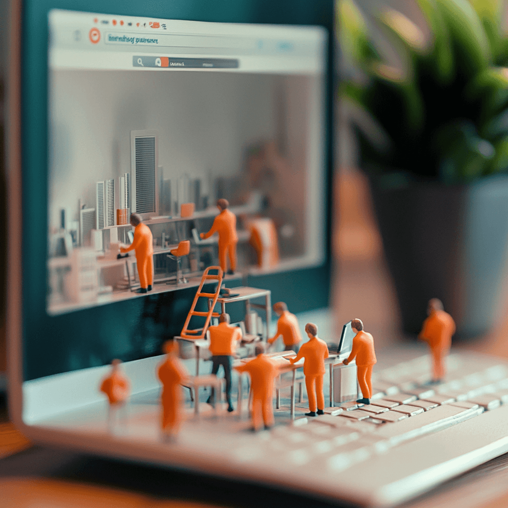 kleine mannetjes die hard aan het werk zijn om de site te repareren