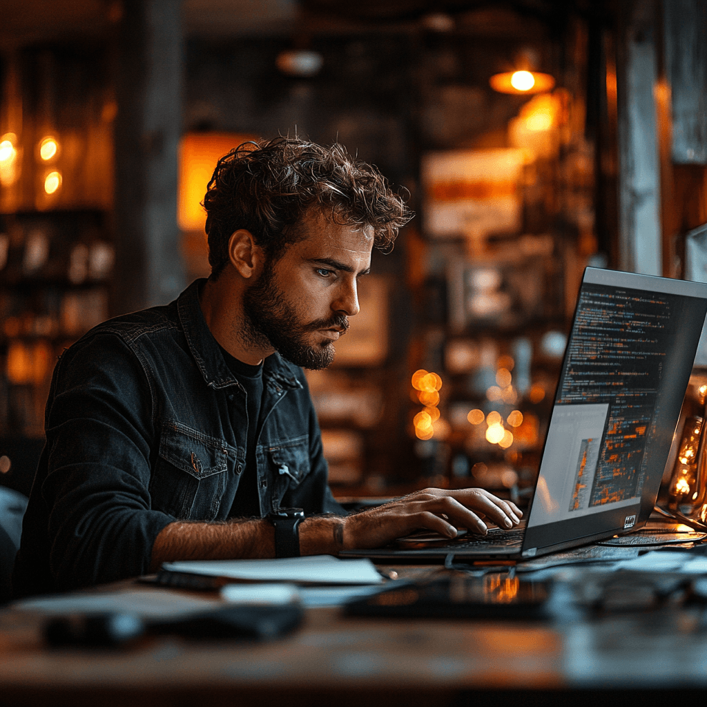 Man die werkt aan statistieken op een laptop en se ranking