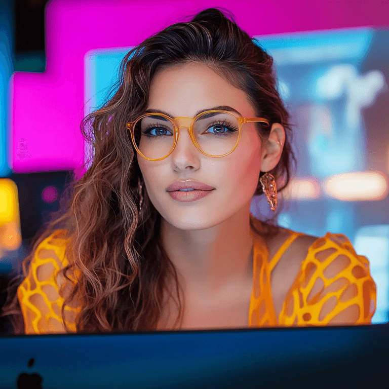 vrouw die bezig is met ai voice seo